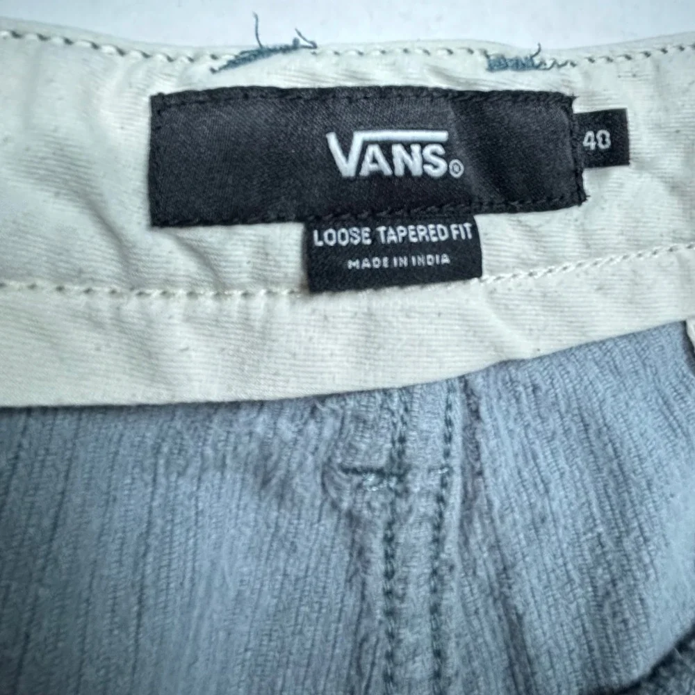 Vans Corduroy Cargo Pants Mens‎ 40 Loose Tapered Fit Blue Grey Skater Utility